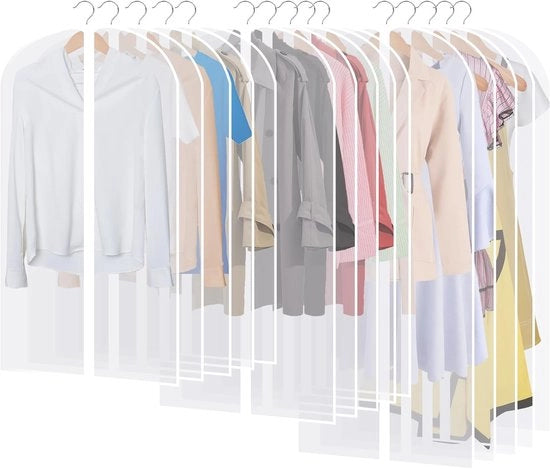 Cassa per abbigliamento 15 pezzi trasparente pieghevole con chiusura a zip 60x140/120/100cm impermeabile e idrorepellente adatta per pacchi, giacche, gonne, giacche