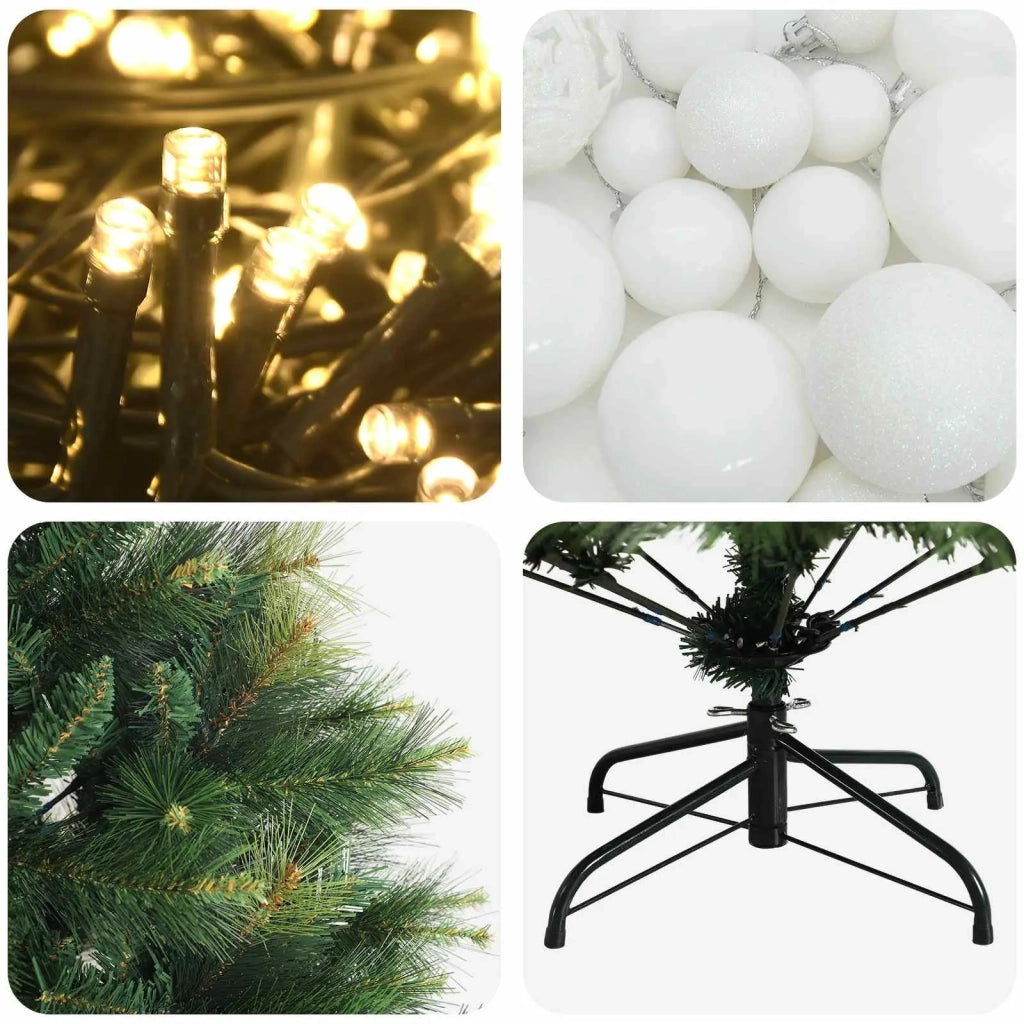 Albero di Natale artificiale con palline 120 cm 150 LED 3466047
