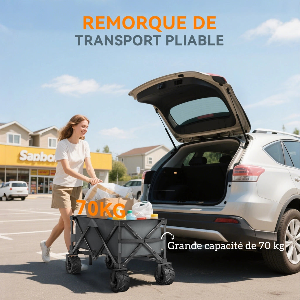 Carrello Pieghevole Trasporto ¨C Zephmum ¨C Grigio 108x55 cm
