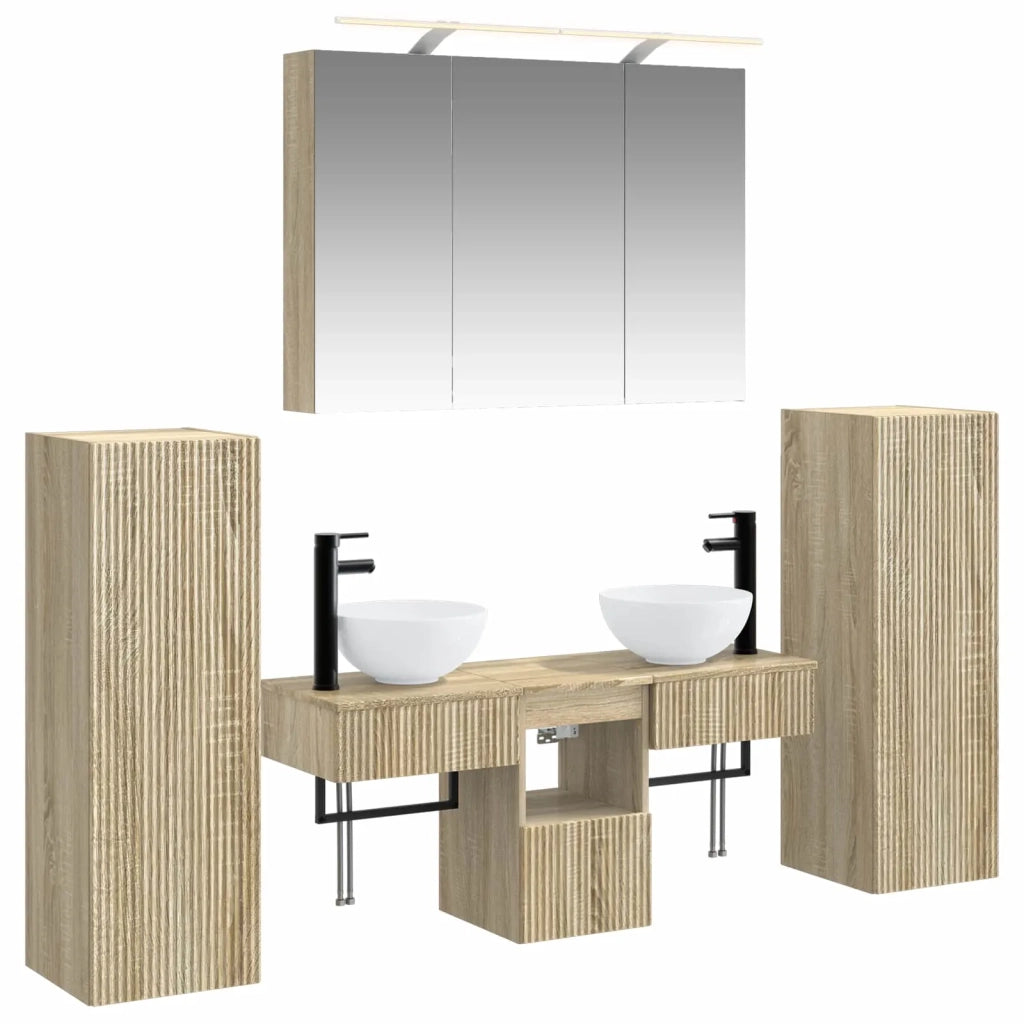 Set di mobili per il bagno 6 pcs Rovere Sonoma 3407113