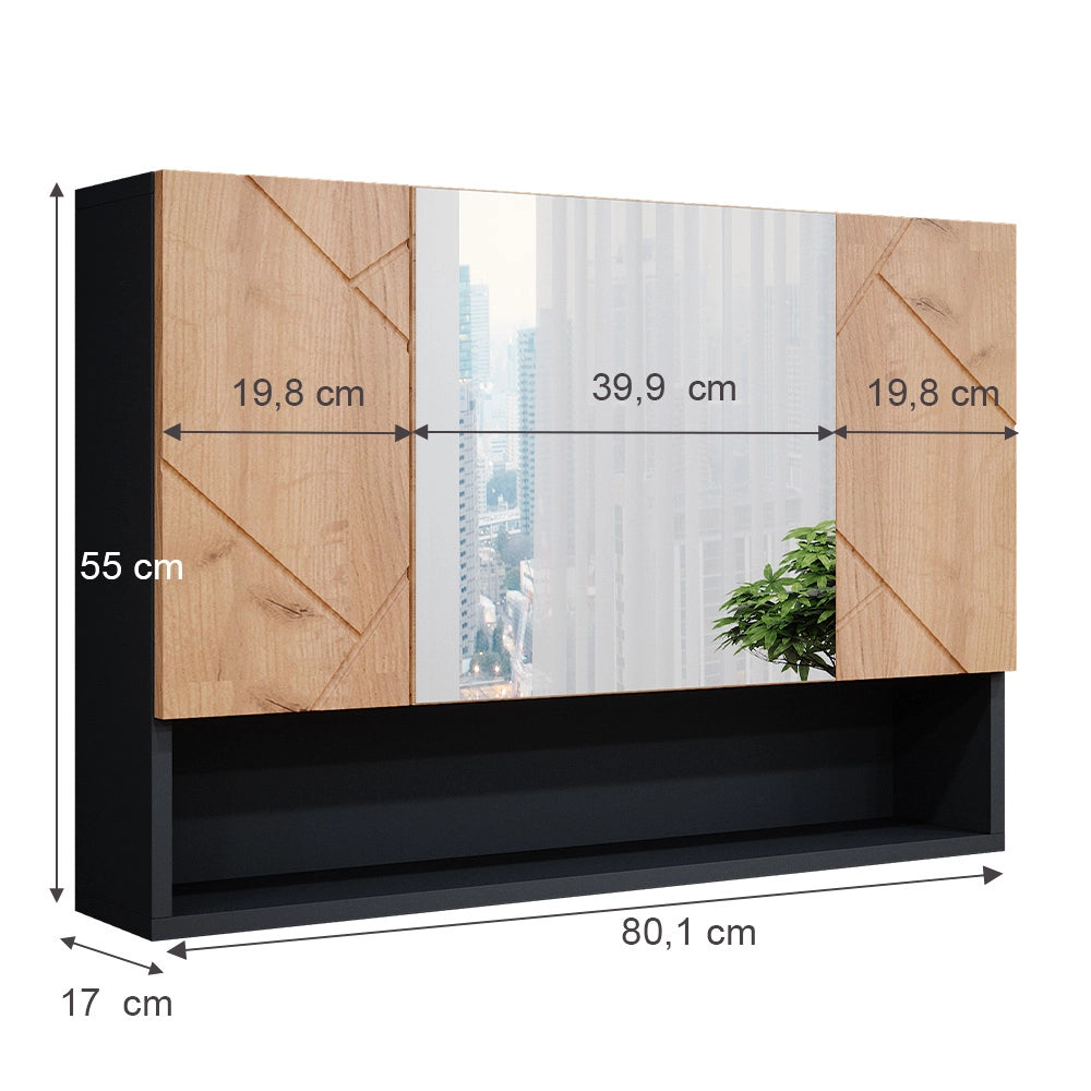 Vicco Specchio contenitore bagno Quercia dorata/antracite 80.1 x 55 cm
