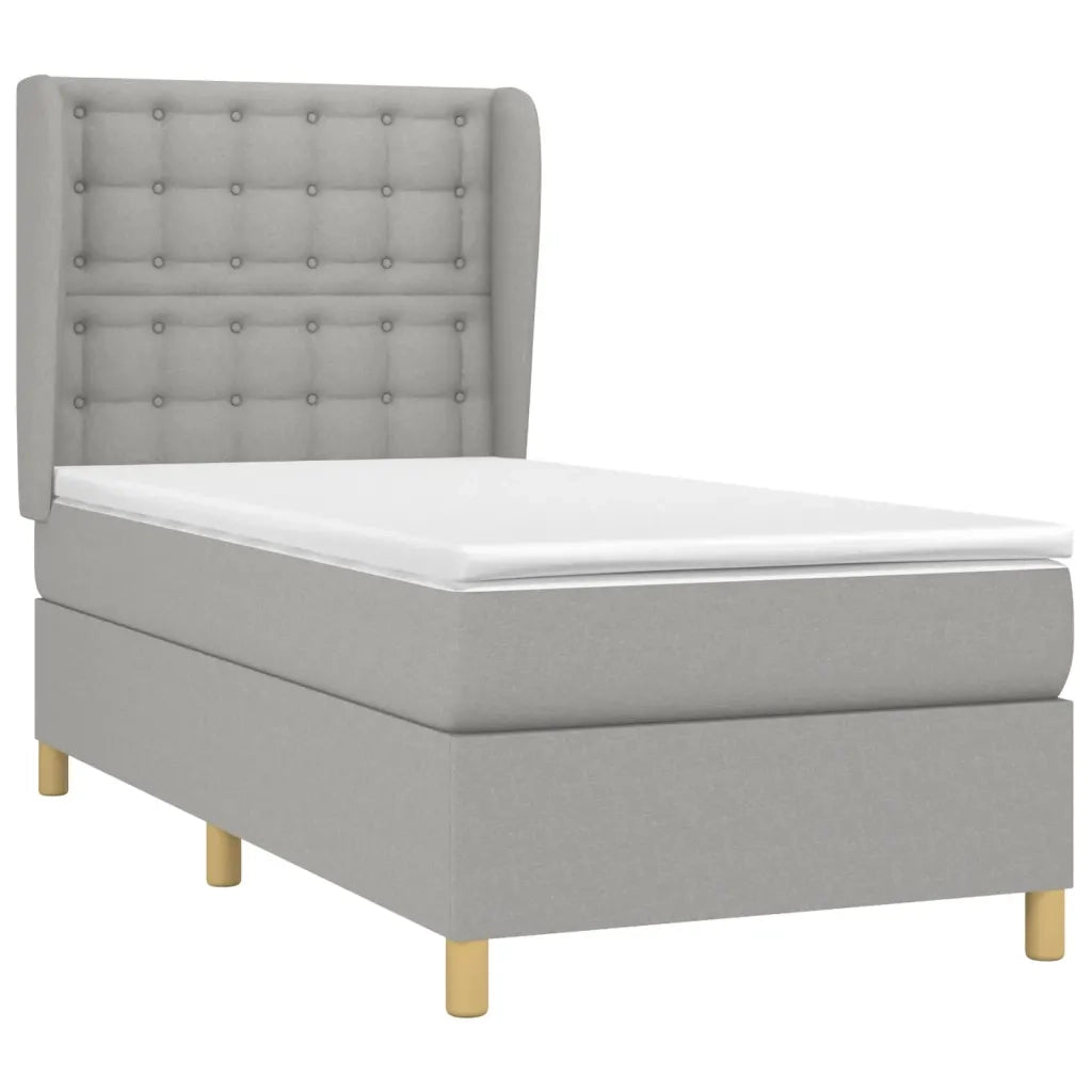 Giroletto a Molle con Materasso Grigio Chiaro 80x200 cm Tessuto cod mxl 63205