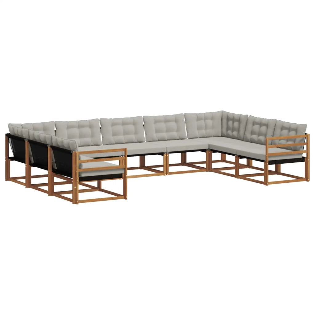 Set di divani da esterno 9 pcs Grigio Naturale e Chiaro