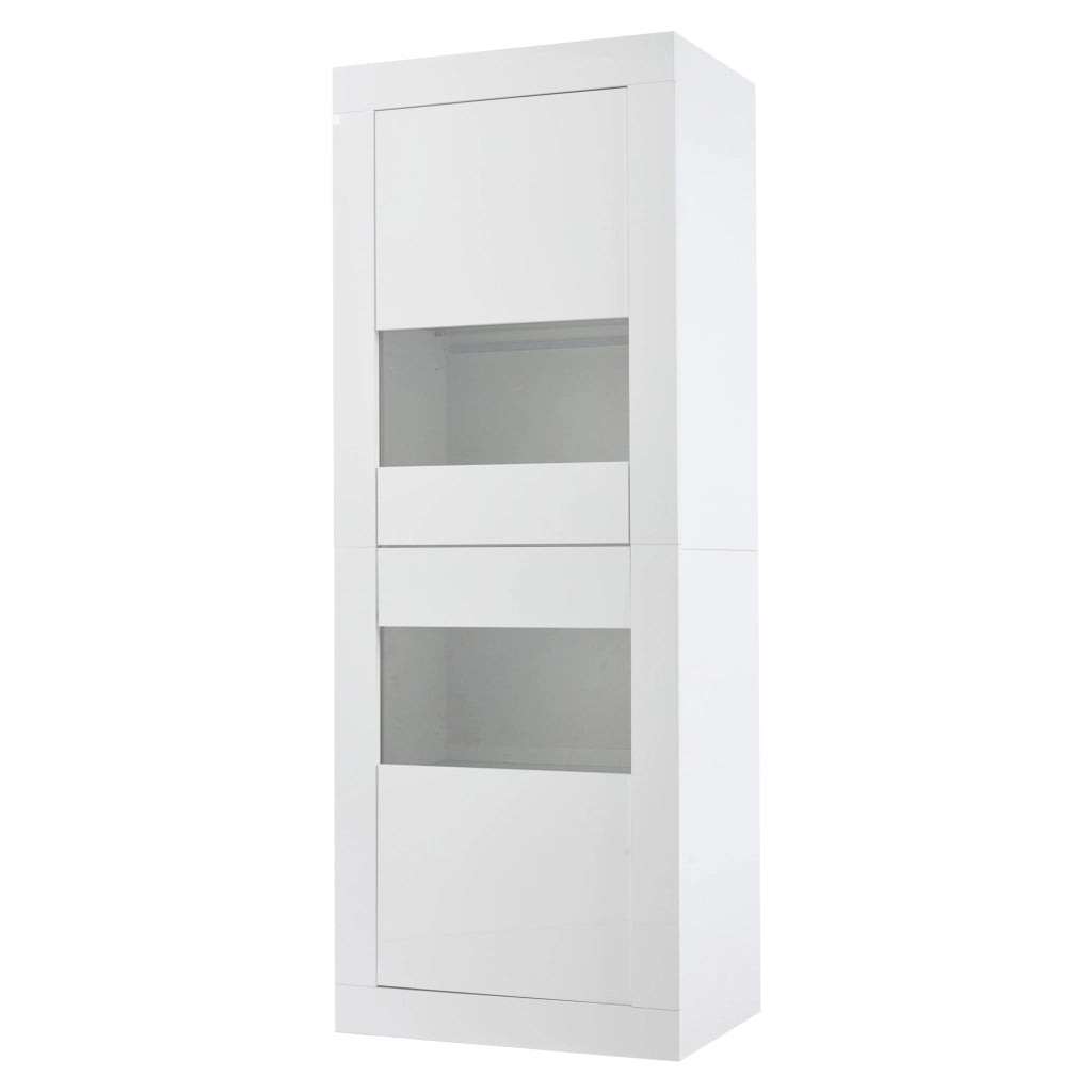 Vetrina a LED lucida - Zephmum- 61x42x162 cm, bianco, con ripiano in vetro