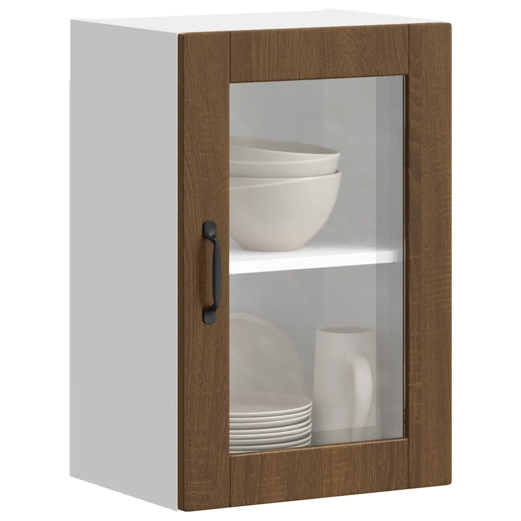 Pensile da Cucina | Mobile da Cucina con Porta in Vetro Porto Rovere Marrone