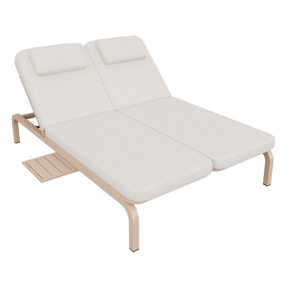 Lettino Prendisole da Giardino con Tavolo e Poggiatesta ¨C Xylo ¨C Beige