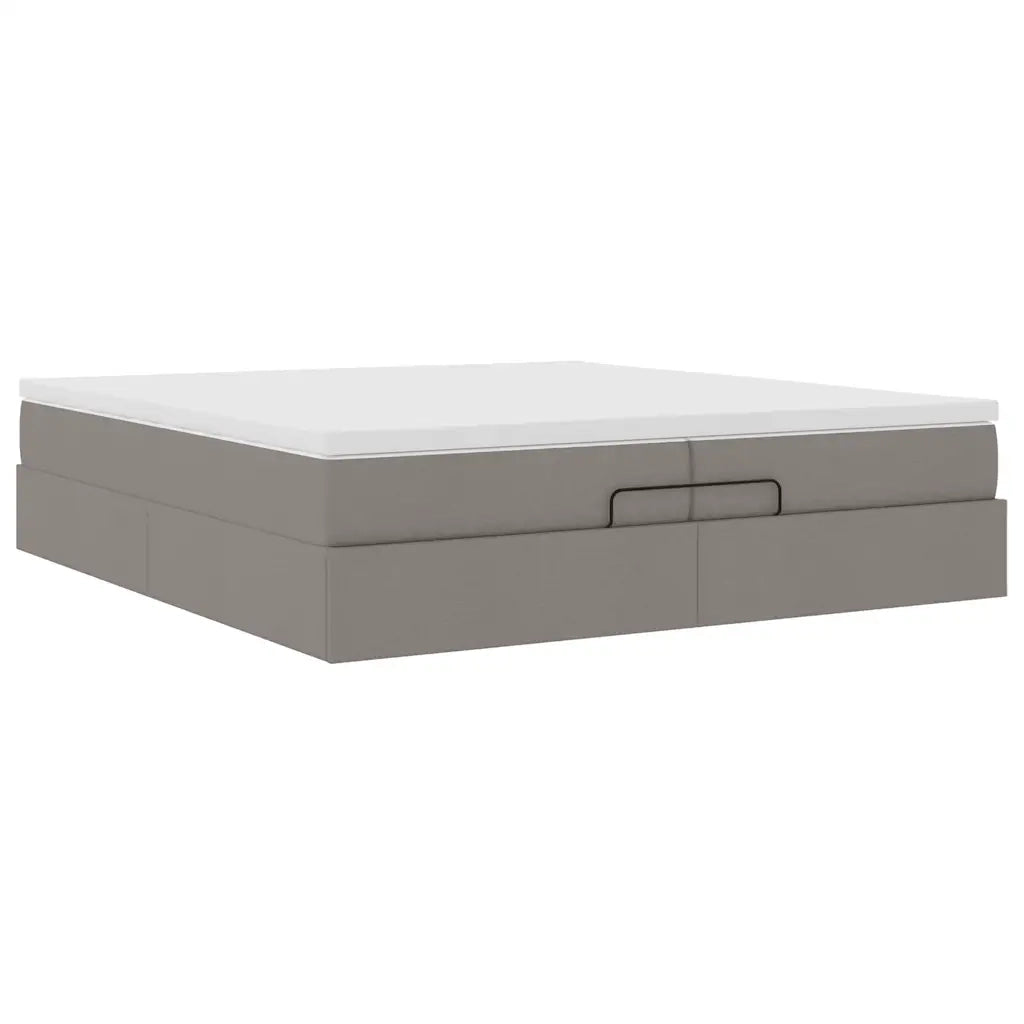 Struttura Letto Pouf con Materassi Tortora 200x200 cm Tessuto 3311138