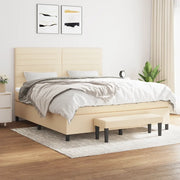 Giroletto a Molle con Materasso Crema 180x200 cm in Tessuto