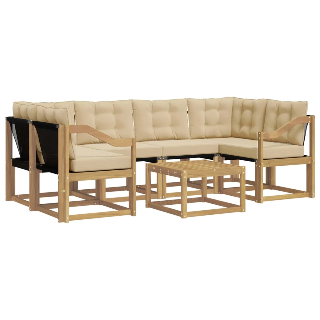 Set di divani da esterno 7 pz Bianco e Beige 3389271