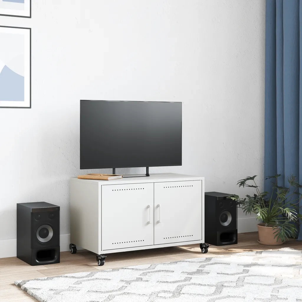 vidaXL Mobile TV Bianco 68x39x43,5 cm in Acciaio Laminato a Freddo