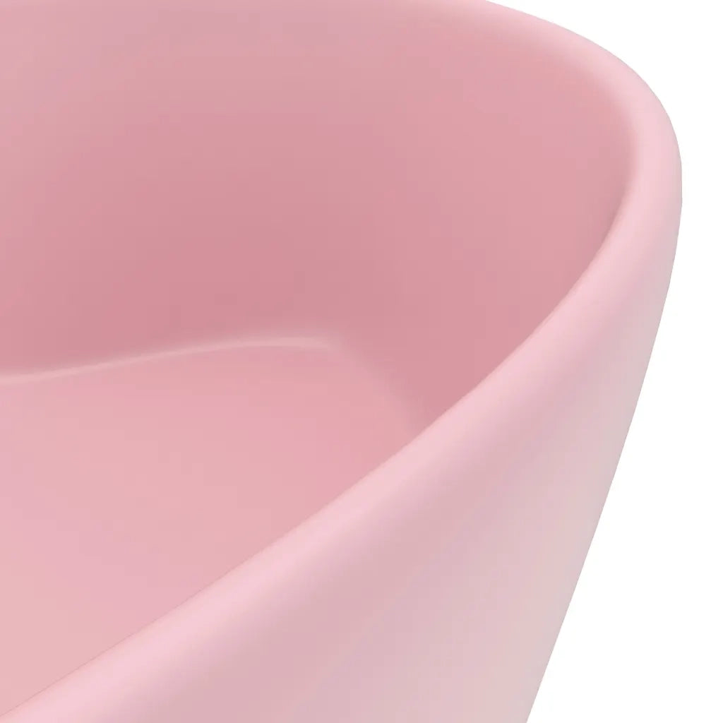 Lavandino-Lavello con Troppopieno Rosa Opaco 36x13 cm in Ceramica