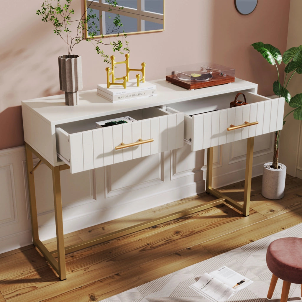 Tavolo da toeletta bianco con 2 cassetti, 100 x 45 x 75 cm