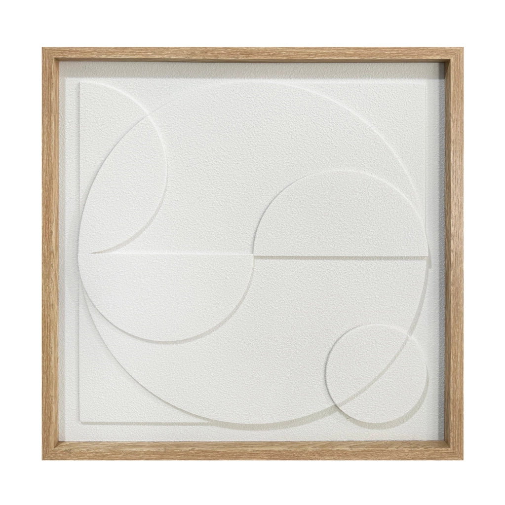 Tela incorniciata Hispanohogar in resina 3D materica geometrica bianca 60x60