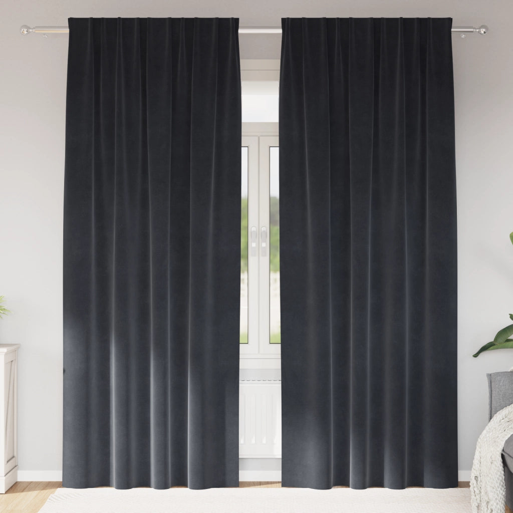 Tende oscuranti  con nastro superiore 2 pezzi grigio scuro velluto