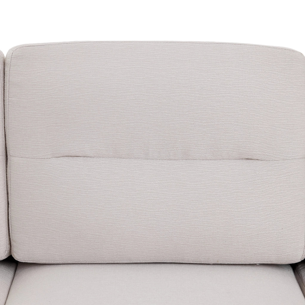 Divano Angolare a L 3 Posti con Penisola in Tessuto Beige 204x136x80cm