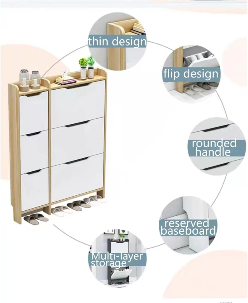 scarpiera Scarpiera sottile con 3 cassetti ribaltabili - Moderno organizer per riporre scarpe con secchiello ribaltabile per ingresso, camera da letto, soggiorno - Scarpiera nascosta indipendente