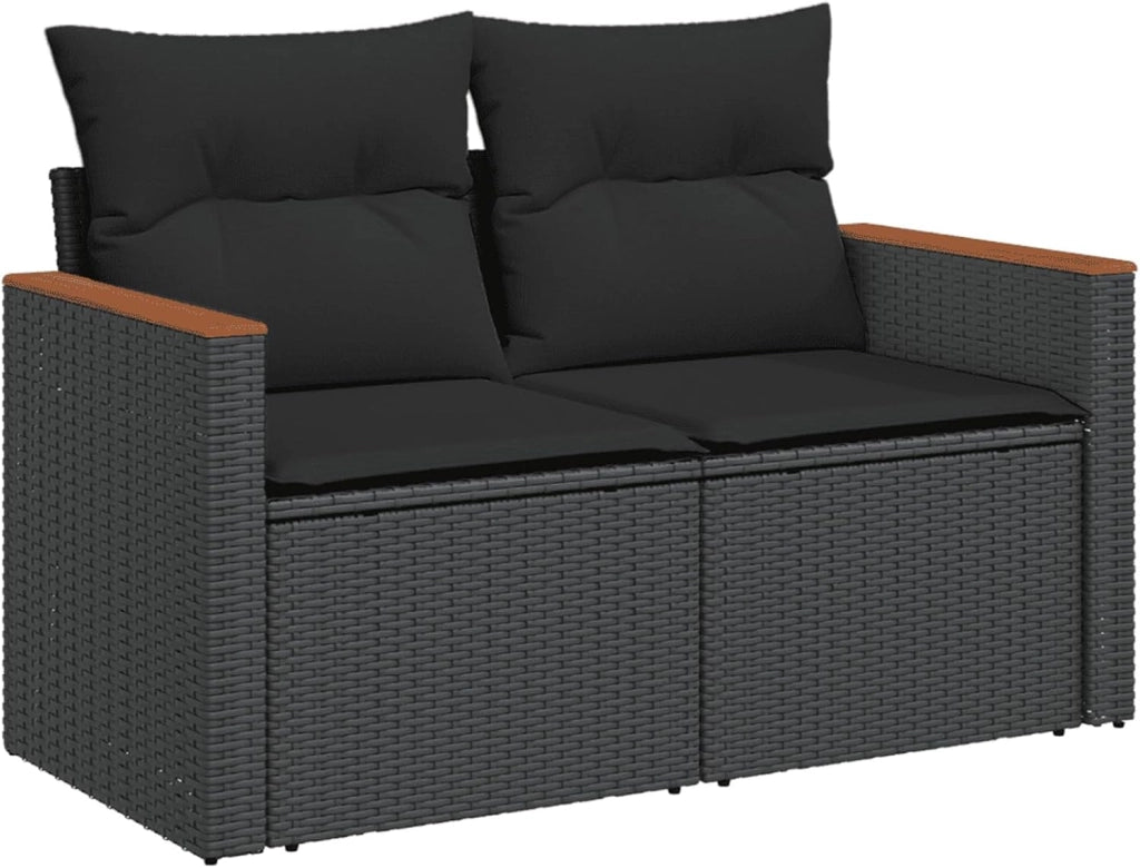 Set da pranzo da giardino 7 pezzi e cuscini in rattan sintetico nero, Set Tavolo e Sedie Giardino, Tavolo e Sedie Terrazza, Mobili da Giardino Esterno, Set di Mobili Da Giardino - 3265304