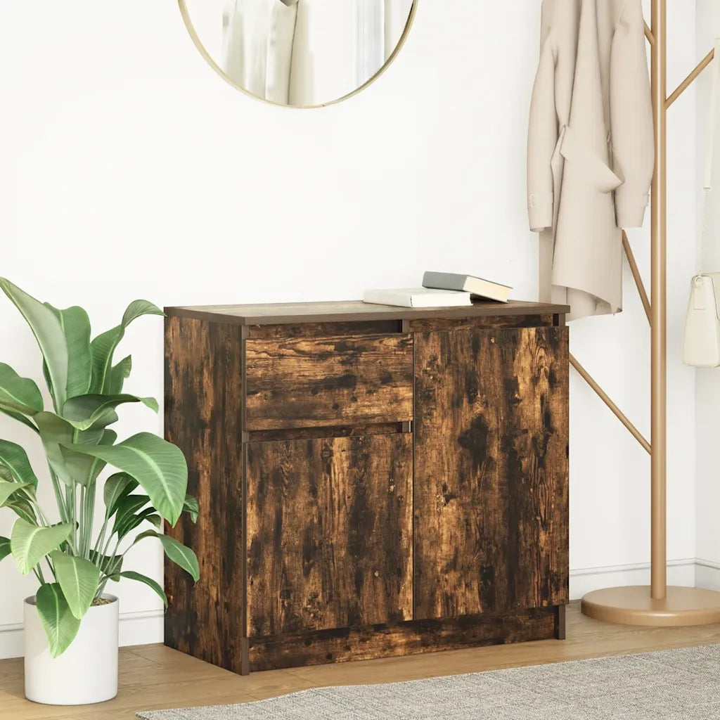Credenza con Cassetto-Buffet-Armadio da cucina Rovere Fumo 71x35x65 cm in Truciolato 205068