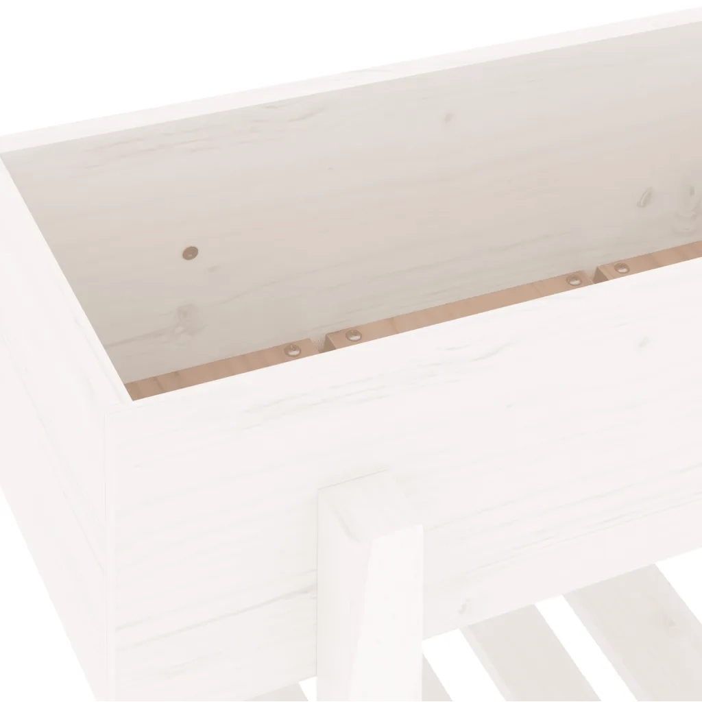 Fioriera da Giardino Bianca 62x30x69 cm Legno Massello di Pino 825234