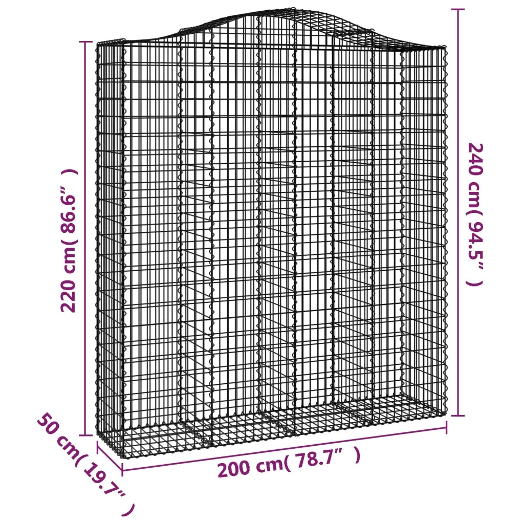 Cesti Gabbioni ad Arco 2 pz 200x50x220/240 cm Ferro Zincato