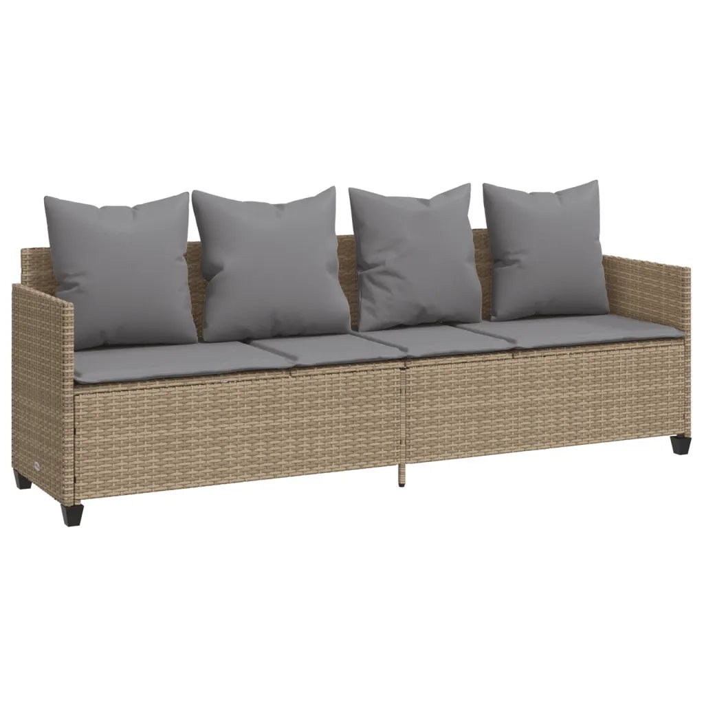 Lettino Prendisole con Cuscini BeigeÂ in Polyrattan