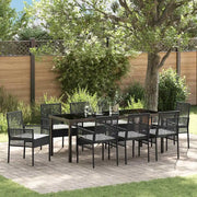 Set da Pranzo per Giardino con cuscino 9 pcs Nero polyrattan 3379869