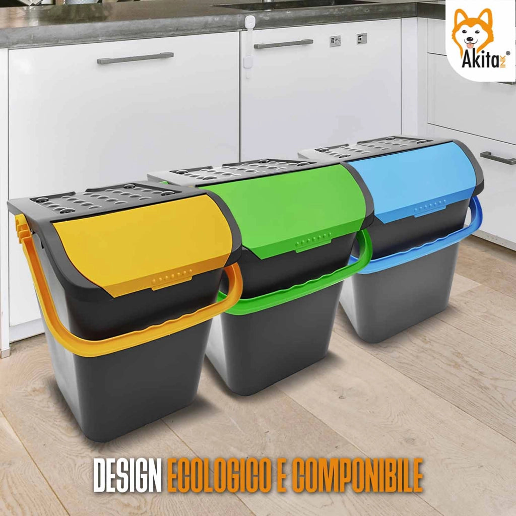 Akitaink Set 3 Pattumiere 35L Differenziata