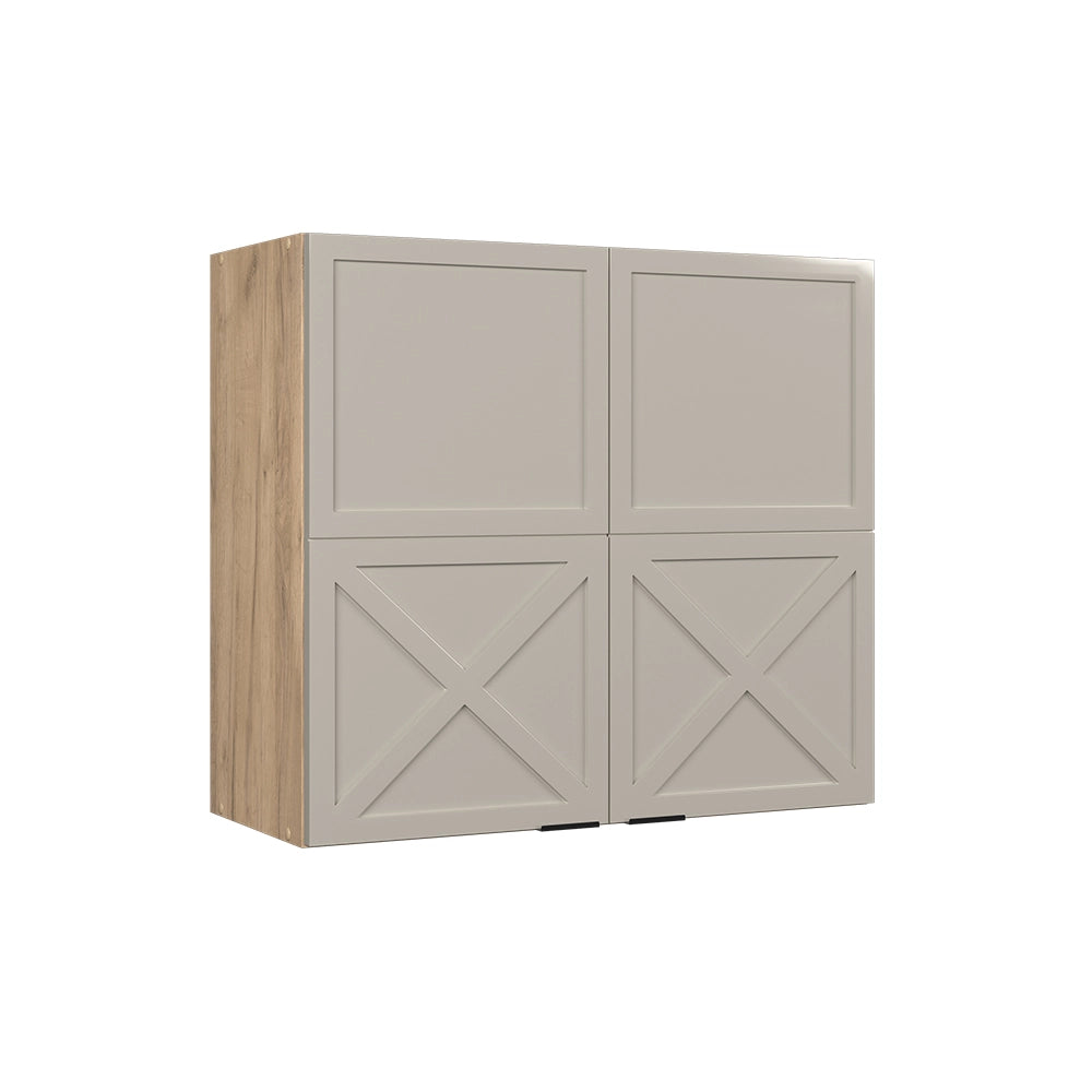 Vicco Mobile da cucina in vetro GrigioBeige 80 cm