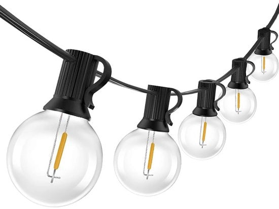 Cavo di Illuminazione per Esterno 50 Luci 25m - Sistema di Illuminazione per Giardino - Illuminazione per Terrazza Luce Calda Bianca