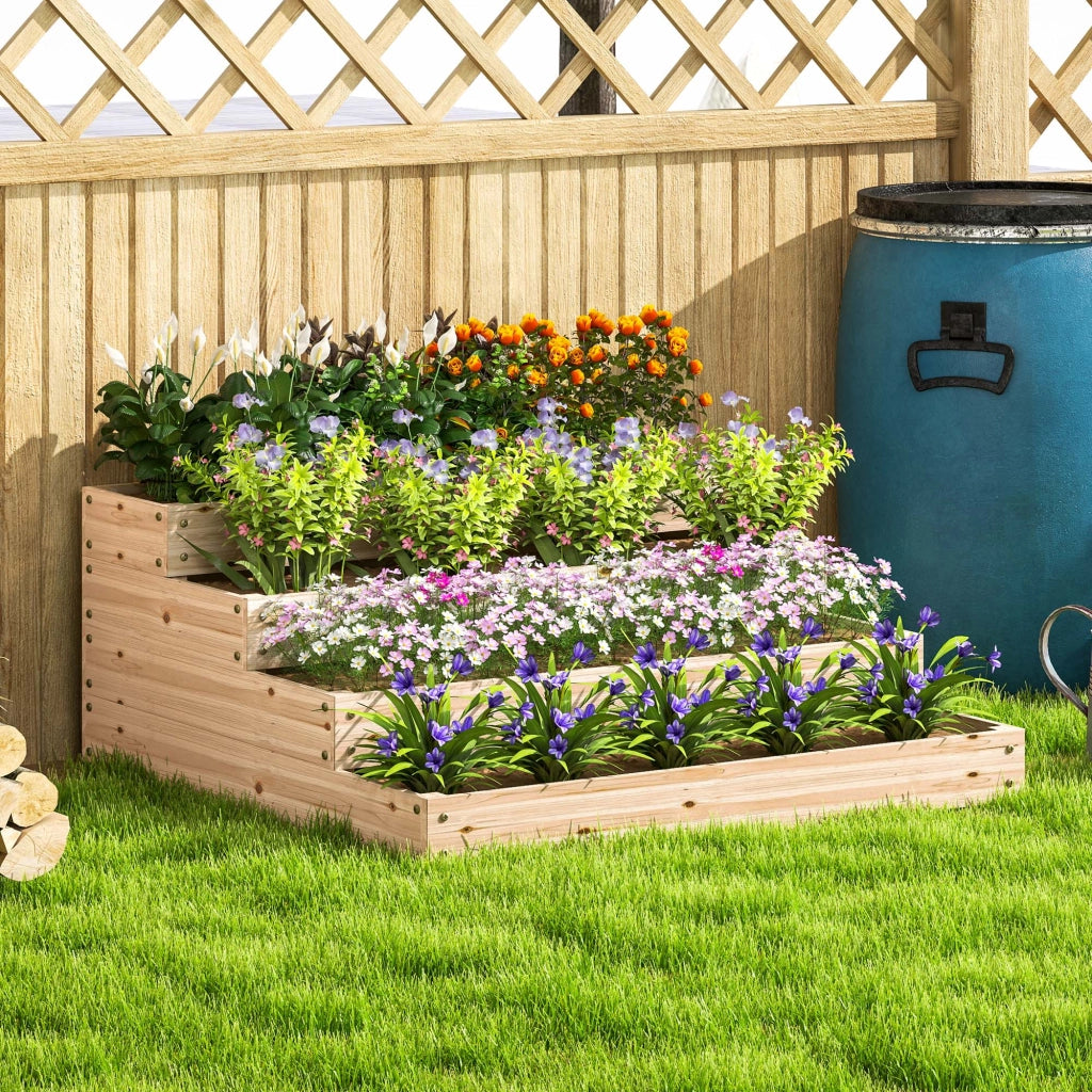 Casetta da giardino 4 livelli per orto ¨C zephmum ¨C 113x113x46 cm legno naturale