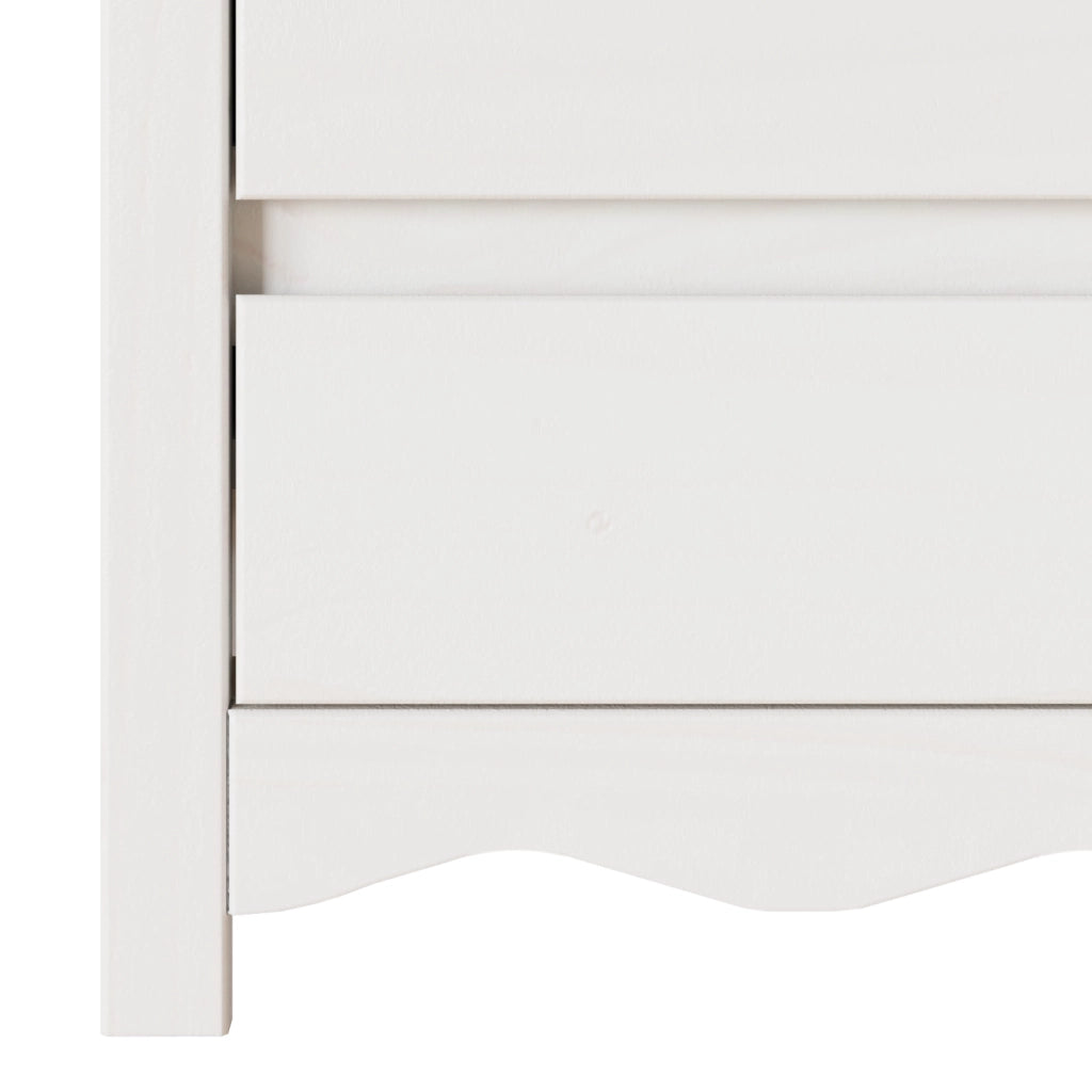 Comodino  "DRAMMEN" Bianco 45x35x56 cm in Legno solidale di Pino