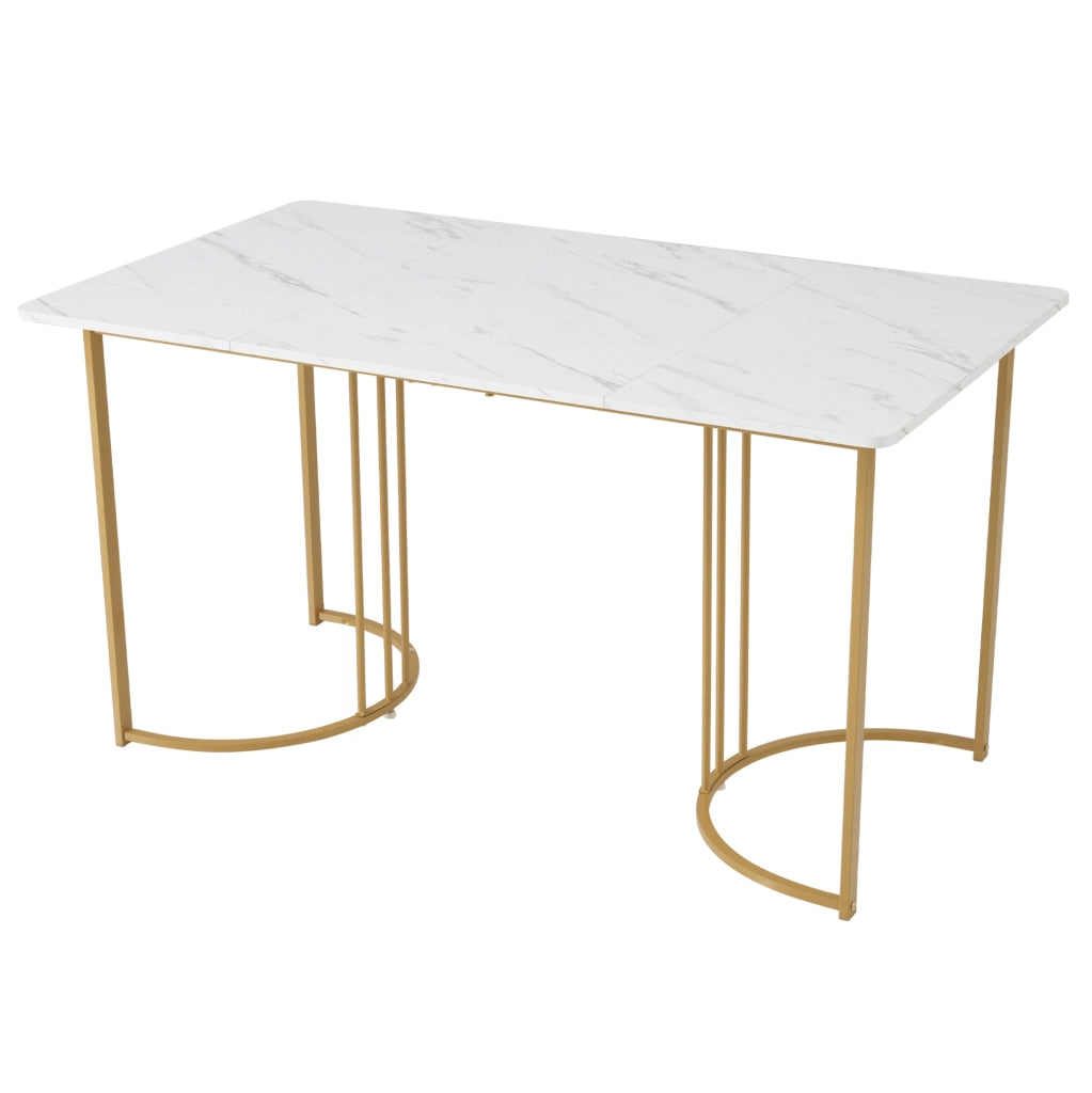 Set tavolo e 4 sedie 140x80 cm; gambe regolabili; MDF; bianco