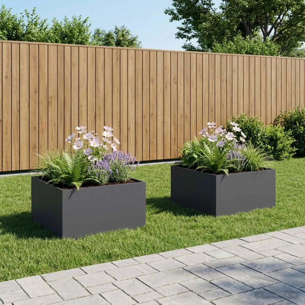 Vaso da giardino 2 pz Antracite 100 x 100 x 40 cm 8005125