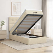 Letto ottomano con materasso Crema 90 x 190 cm Tessuto 3457457