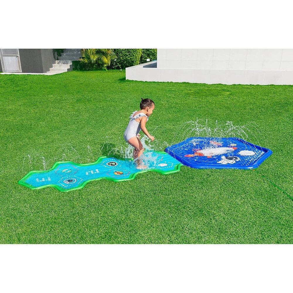 Trade Shop - Tappetino Gonfiabile Con Fontana Spruzzi Base Spaziale 335x150cm Adventure 52571 -