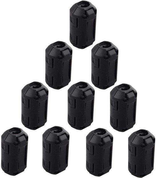 Ferrite ring core - filtro interferenza - alta frequenza - nero - riduttore rumore acustico - 10 pezzi - adatto per cavi - diametro interno 7mm
