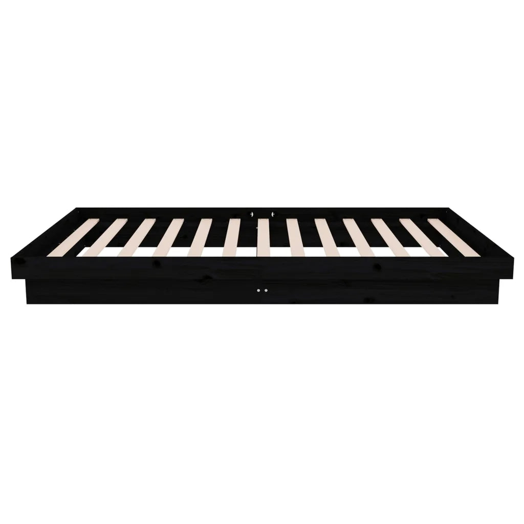 Letto singolo | Letto per adulti | Giroletto Nero in Legno Massello 100x200 cm