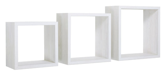 Set 3 Mensole da Parete Cubo in Fibra di Legno Incubo Rovere Sbiancato