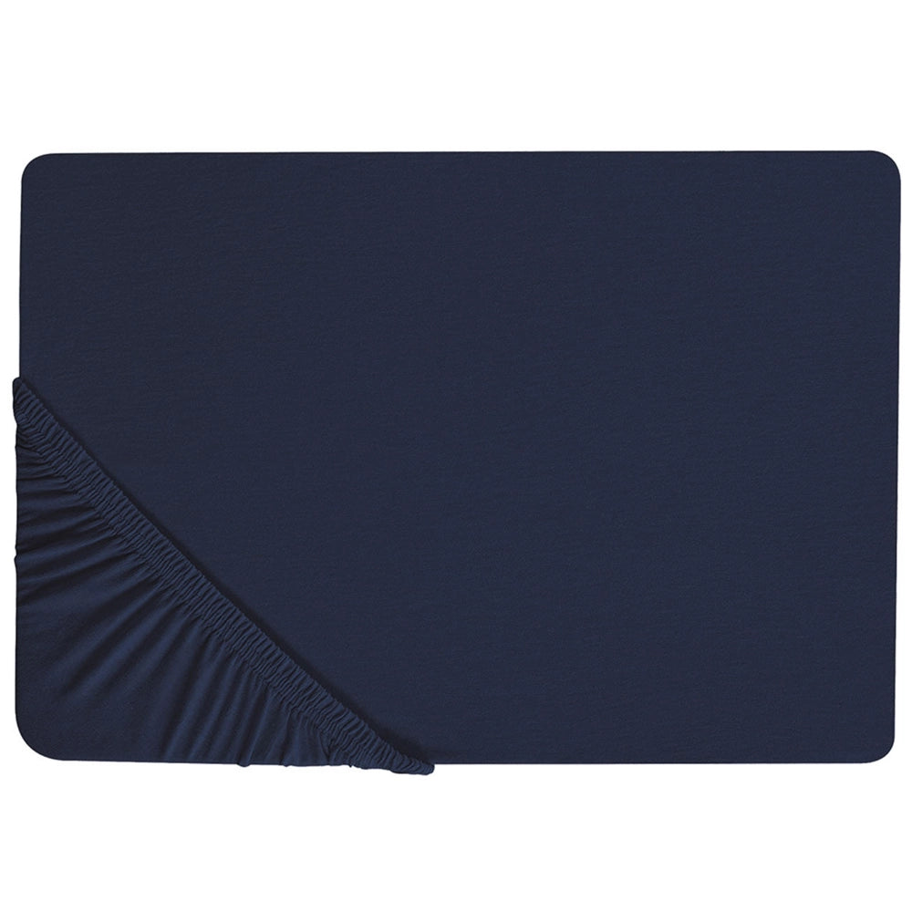 Lenzuolo con angoli cotone blu marino 140 x 200 cm coprimaterasso elasticizzato modello classico a tinta unita camera da letto classica