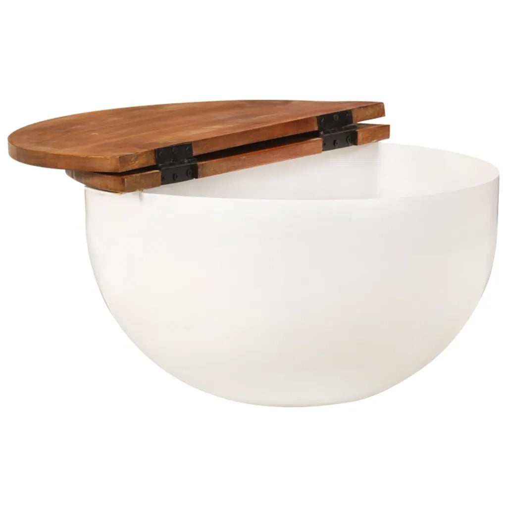 Tavolino da Salotto Bianco 50x27 cm Legno Massello di Recupero 351754