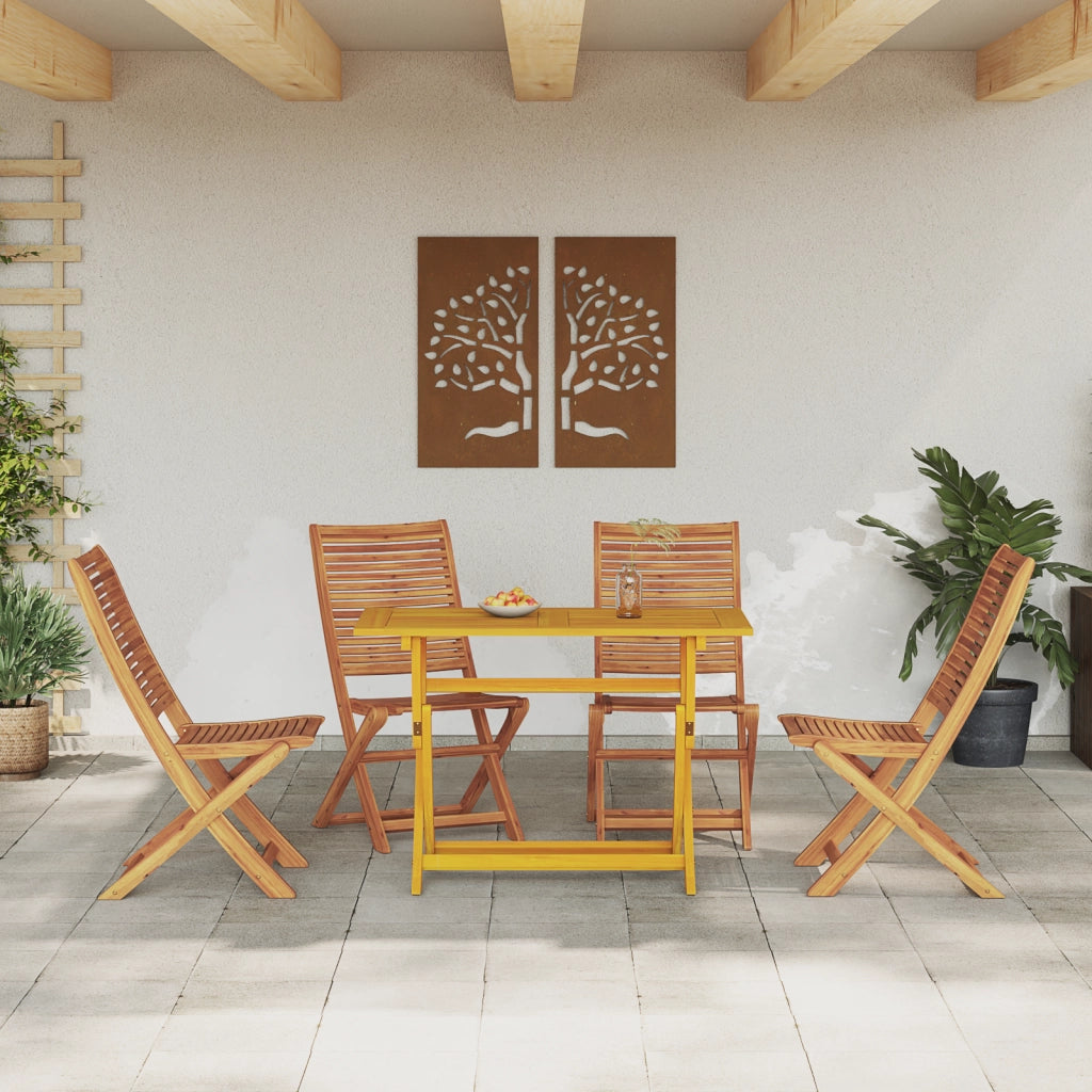 Set da Pranzo da Giardino in 5 Pezzi Legno Massello di Acacia