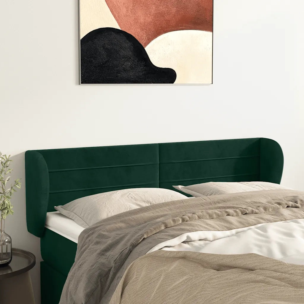 Testiera ad Orecchio Verde Scuro 147x23x78/88 cm in Velluto