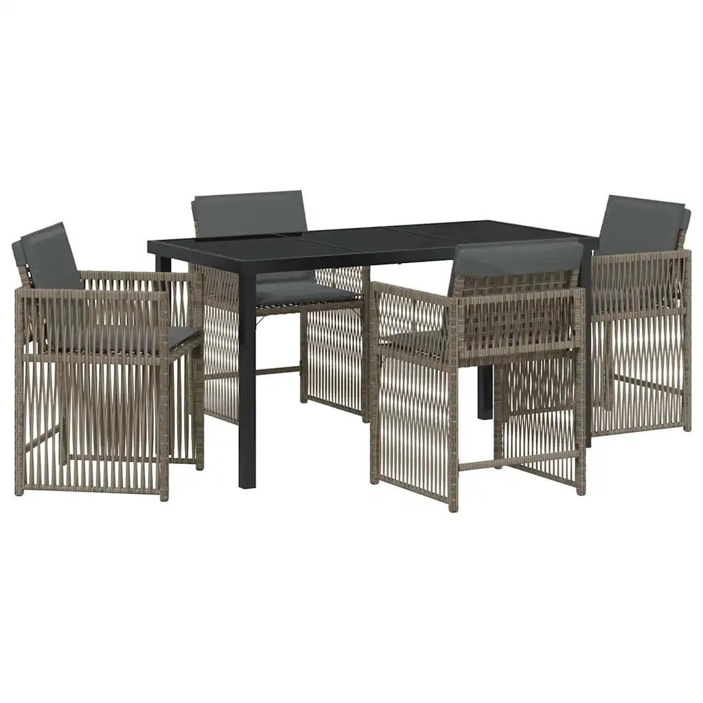 Set da Pranzo per Giardino 5 pcs Grigio polyrattan 3380778