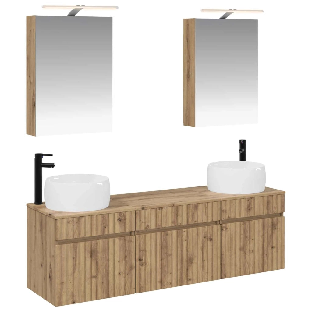 Set di Armadi da Bagno 5 pcs Rovere Artigianale 3406638