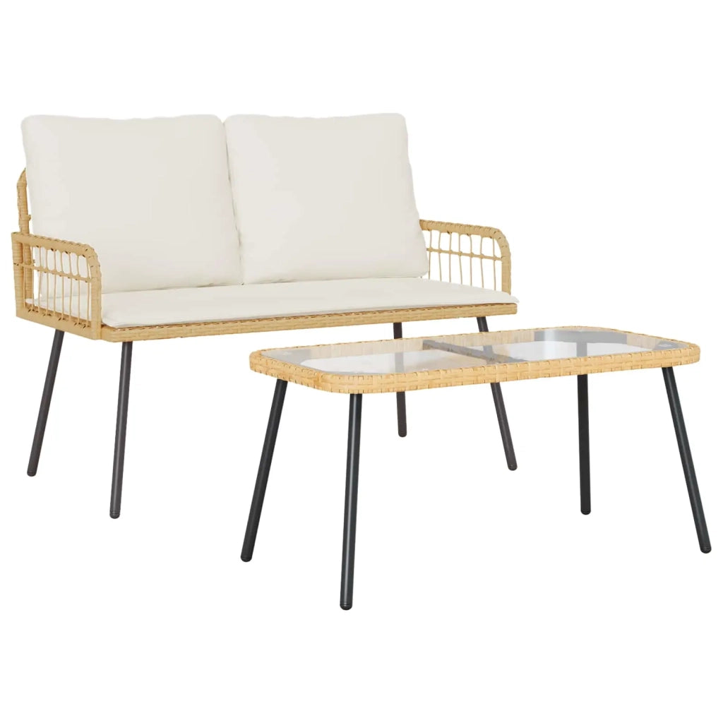 Set da Pranzo per Giardino 2 pz | Set Salotto da Giardino Naturale polyrattan