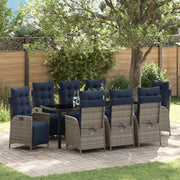 Set da Pranzo per Giardino 9 pcs Grigio e Nero Rattan 3380588