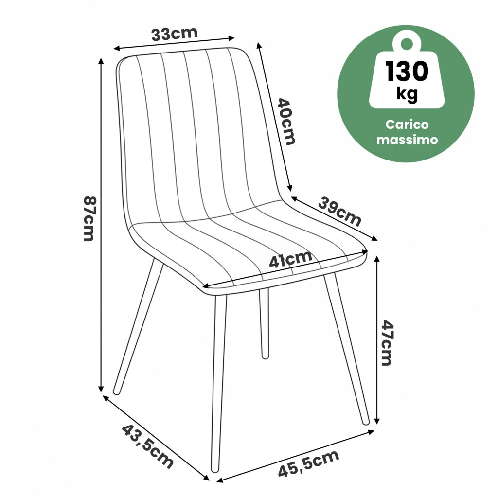 Set di 2 Sedie in velluto trapuntate LIVO Verde Bottiglia gambe nere