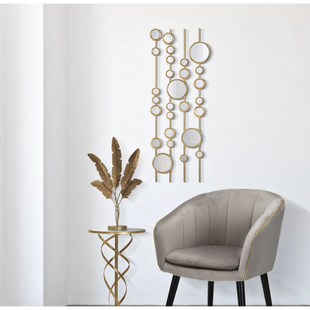 Decorazione in Metallo 3D Cerchi 26, Oro, Metallo, 35,5x1,5x90 cm