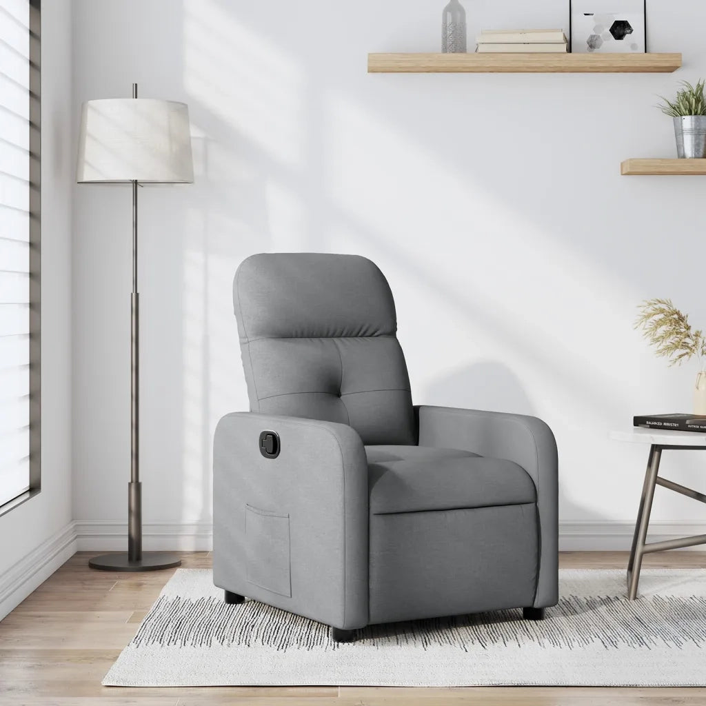 Divano Sedia-Poltrona Reclinabile in Tessuto Grigio Chiaro 105401