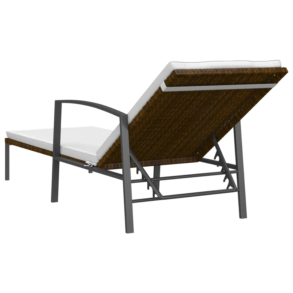Set di 2 lettini prendisole sedie a sdraio lettini prendisole aiuole da giardino mobili da giardino con tavolo resina intrecciata marrone 02_0012129
